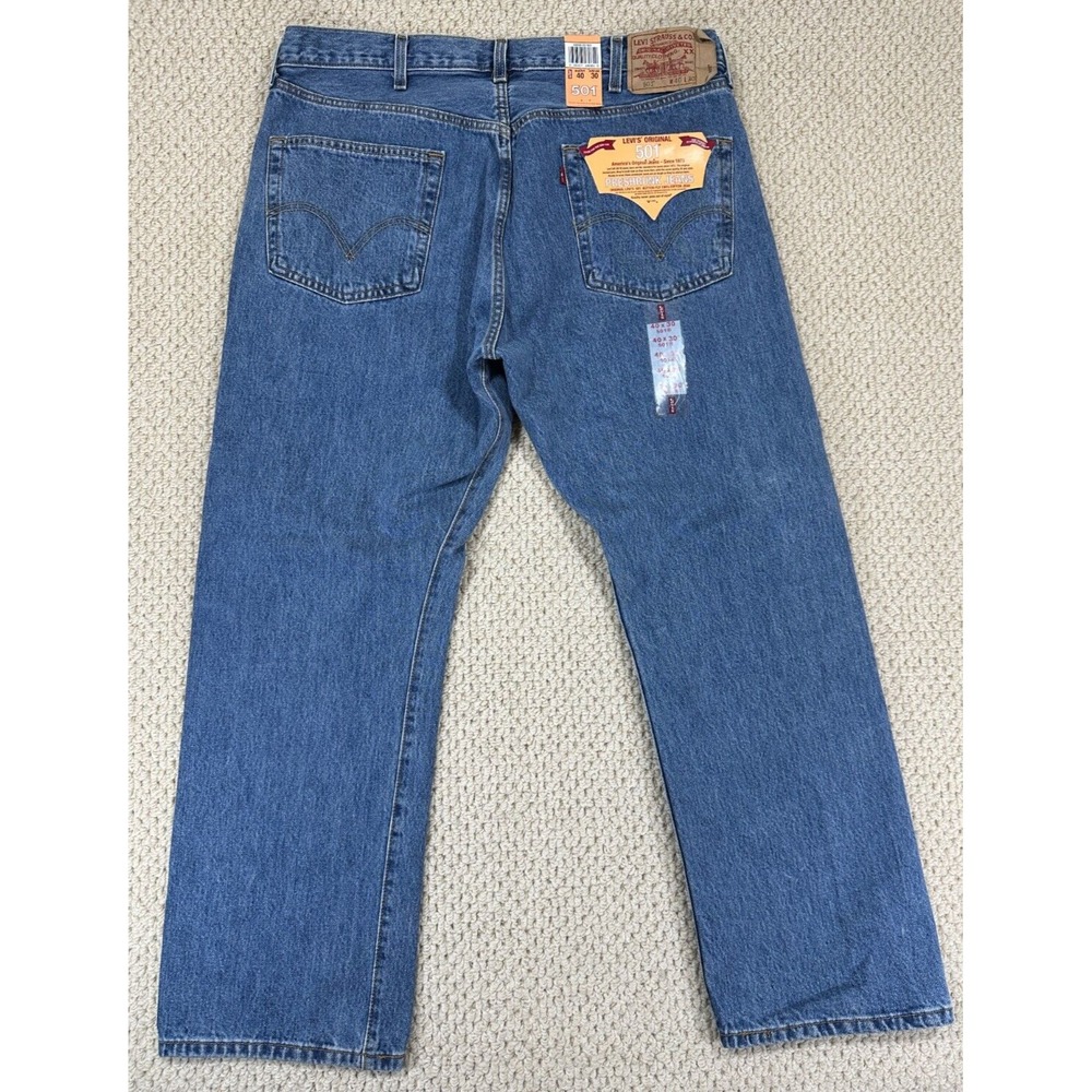 NEW 2006 Levis 501 0193 Denim Jeans Mens 40x30 Indigo Button Fly Straight Leg